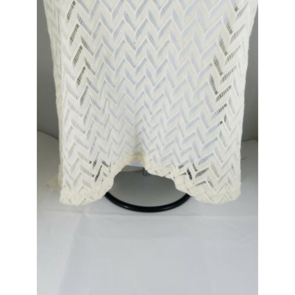 Womens Top YA LOS ANGELES Beige Sheer Zig Zag w/Bow on Back Cotton Blend Medium - Picture 3 of 9